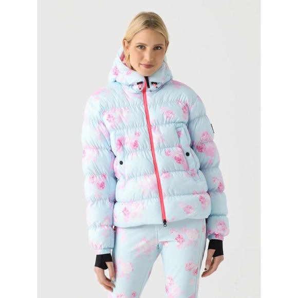 🩵 ONE LEFT 🩵 BOGNER FIRE + ICE X LOVESHACKFANCY ROSETTA SKI JACKET - POWDER BLUE - Picture 1 of 8